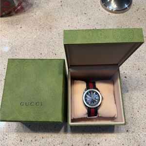Gucci Men's Watch with Blue and Red Strap